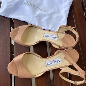 Jimmy Choo Miranda 65 nude leather heels. Worn once for a wedding. Size 39.